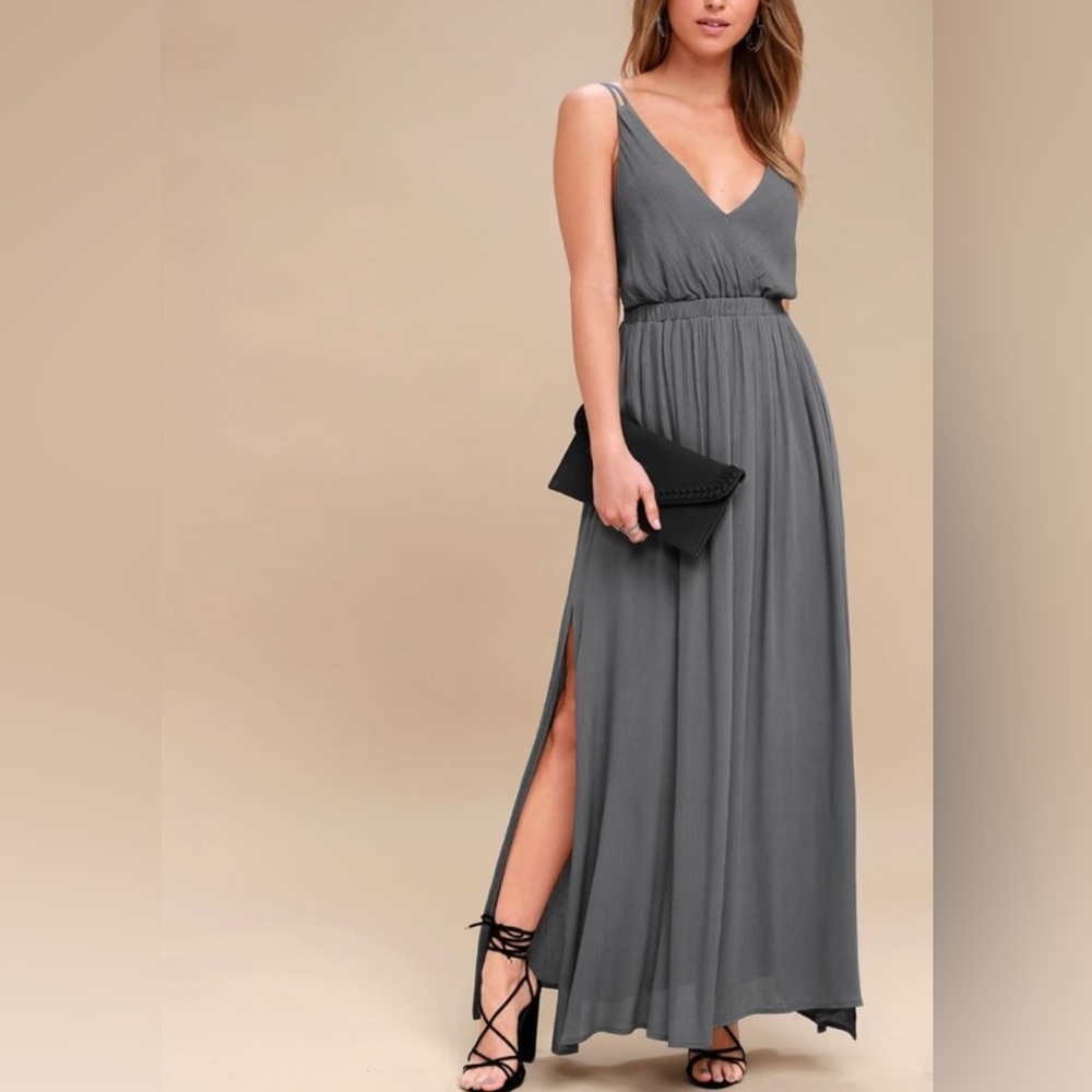 Lost In Paradise Slate Grey Maxi Dress